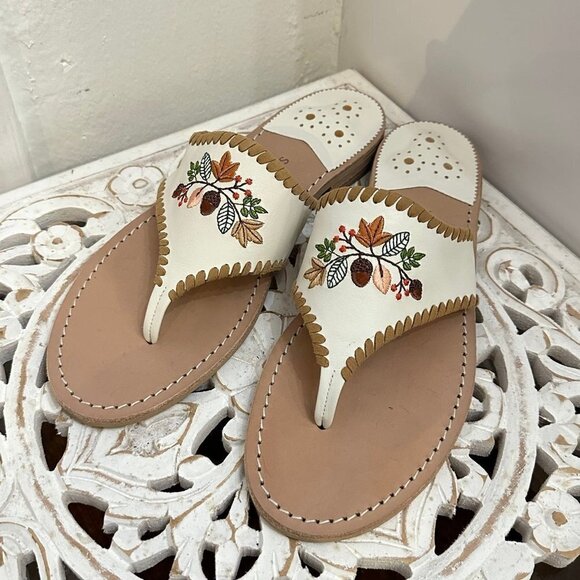 NWT Jack Rogers fall embroidered leather sandals - Picture 1 of 6